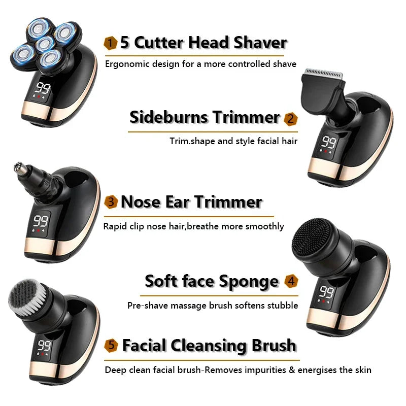 PORTABLE RECHARGEABLE 5-IN-1 ELECTRIC SHAVER