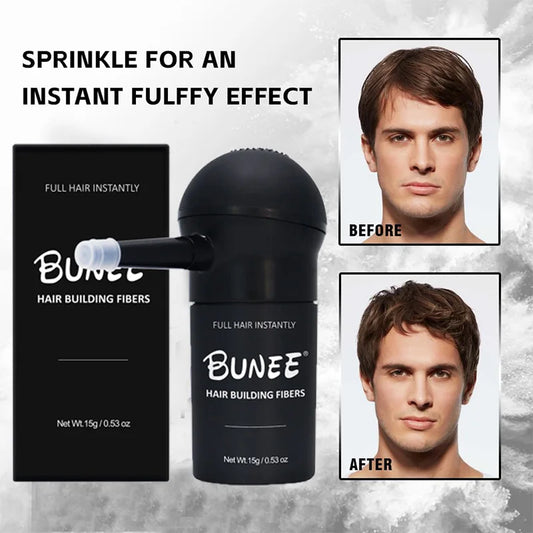 BUNEE Hair Fiber Set 15g: Natural and dense hair fibers for men.
