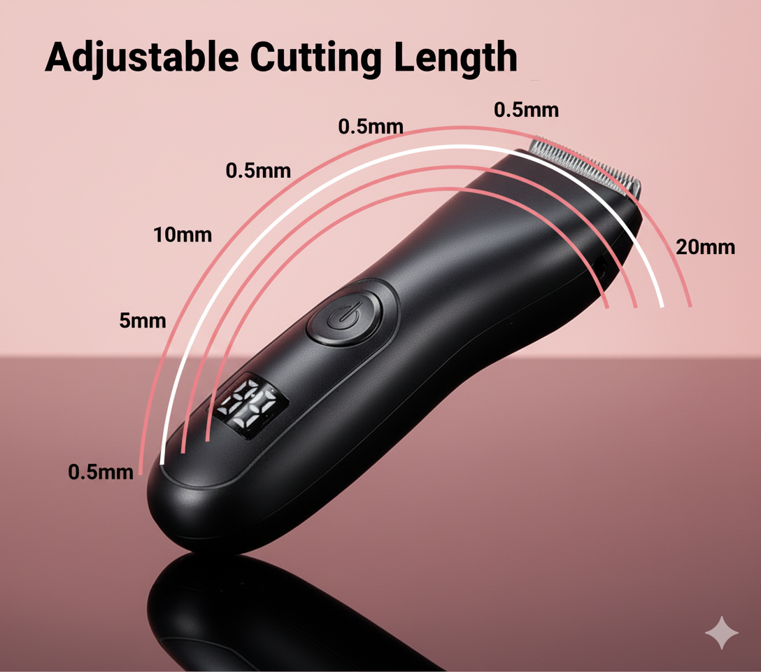 MEN'S BODY HAIR TRIMMER, INCLUDING A TRIMMER FOR INTIMATE HAIR.