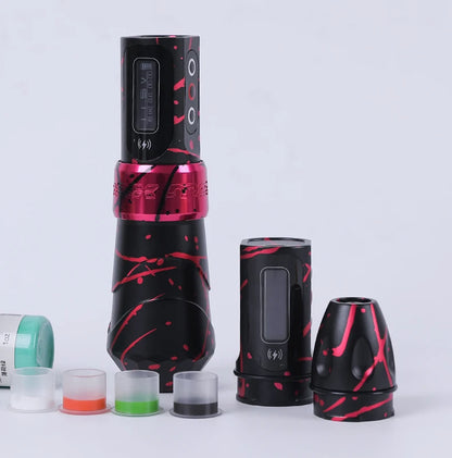 FLUX MAX PROFESSIONAL CORDLESS ROTARY TATTOO MACHINE, LED DIGITAL DISPLAY AND 4.0 MM WIDE TATTOO PEN.