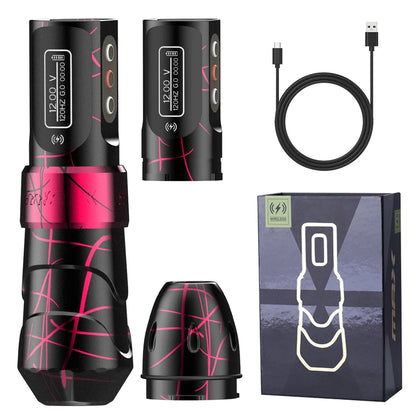 FLUX MAX PROFESSIONAL CORDLESS ROTARY TATTOO MACHINE, LED DIGITAL DISPLAY AND 4.0 MM WIDE TATTOO PEN.