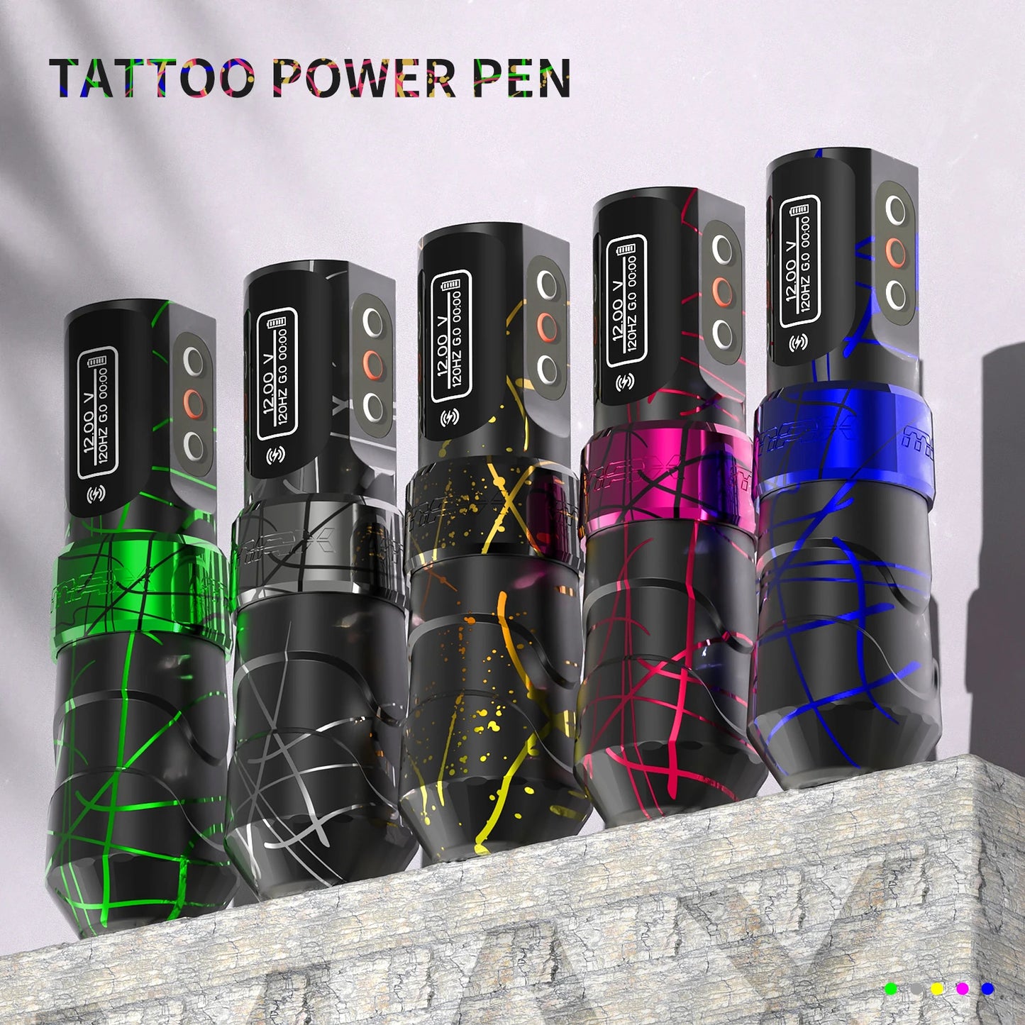 FLUX MAX PROFESSIONAL CORDLESS ROTARY TATTOO MACHINE, LED DIGITAL DISPLAY AND 4.0 MM WIDE TATTOO PEN.