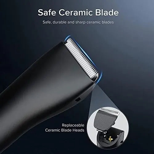 Men's body hair trimmer, including a trimmer for intimate hair.