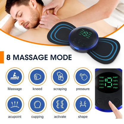 ELECTRIC NECK MASSAGER EMS MUSCLE MASSAGE STIMULATOR LOW FREQUENCY INSTRUMENT BACK CERVICAL CALF PATCHES PAIN JOINTS MINI DEVICE