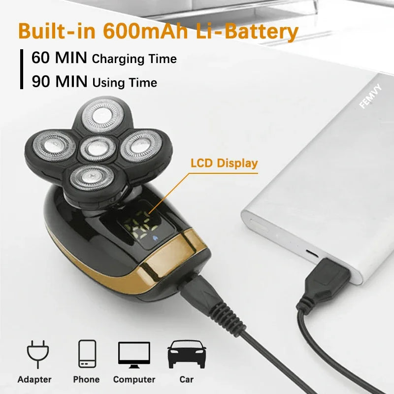 PORTABLE RECHARGEABLE 5-IN-1 ELECTRIC SHAVER