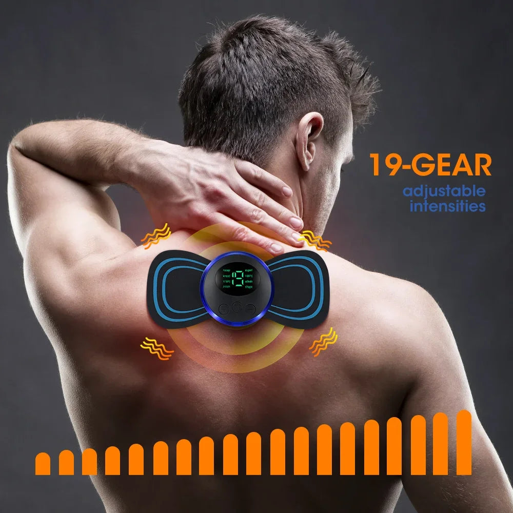 ELECTRIC NECK MASSAGER EMS MUSCLE MASSAGE STIMULATOR LOW FREQUENCY INSTRUMENT BACK CERVICAL CALF PATCHES PAIN JOINTS MINI DEVICE