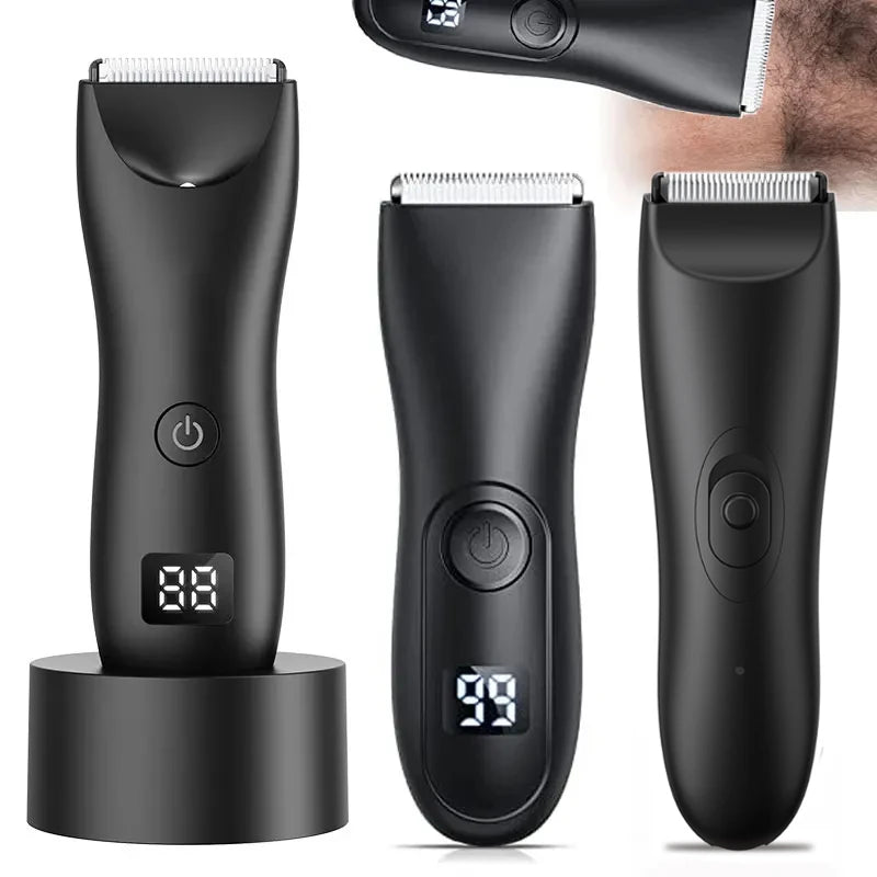 MEN'S BODY HAIR TRIMMER, INCLUDING A TRIMMER FOR INTIMATE HAIR.
