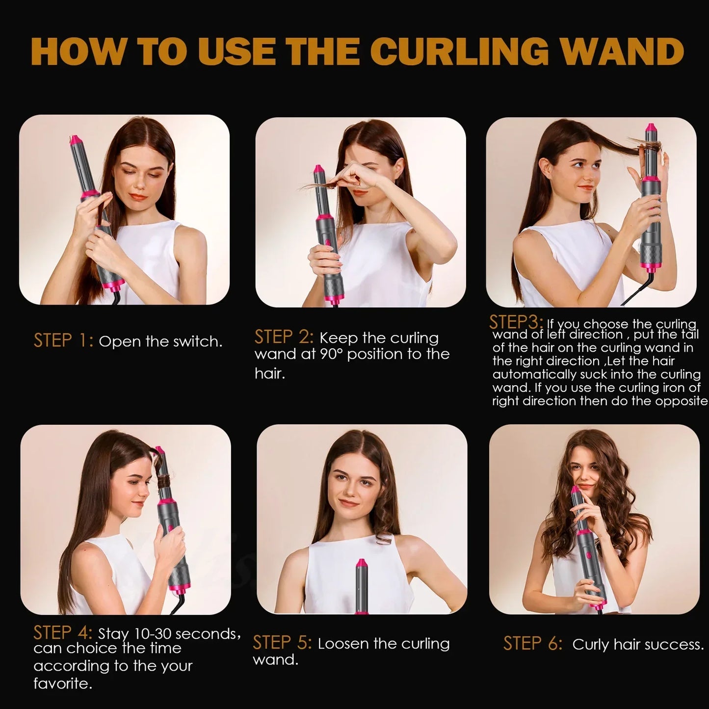 5-IN-1 HAIR DRYER WITH HOT AIR COMB FOR CURLING, STRAIGHTENING, AND ADDING VOLUME TO HAIR.