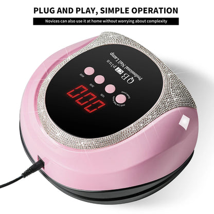 PROFESSIONAL UV/LED NAIL LAMP WITH 57 LEDS, FAST DRYING, FOR GEL POLISH CURING AND LCD DISPLAY.