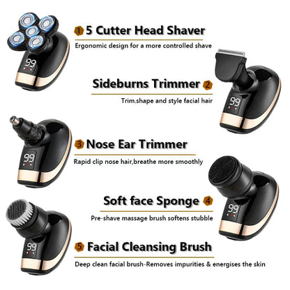 PORTABLE RECHARGEABLE 5-IN-1 ELECTRIC SHAVER