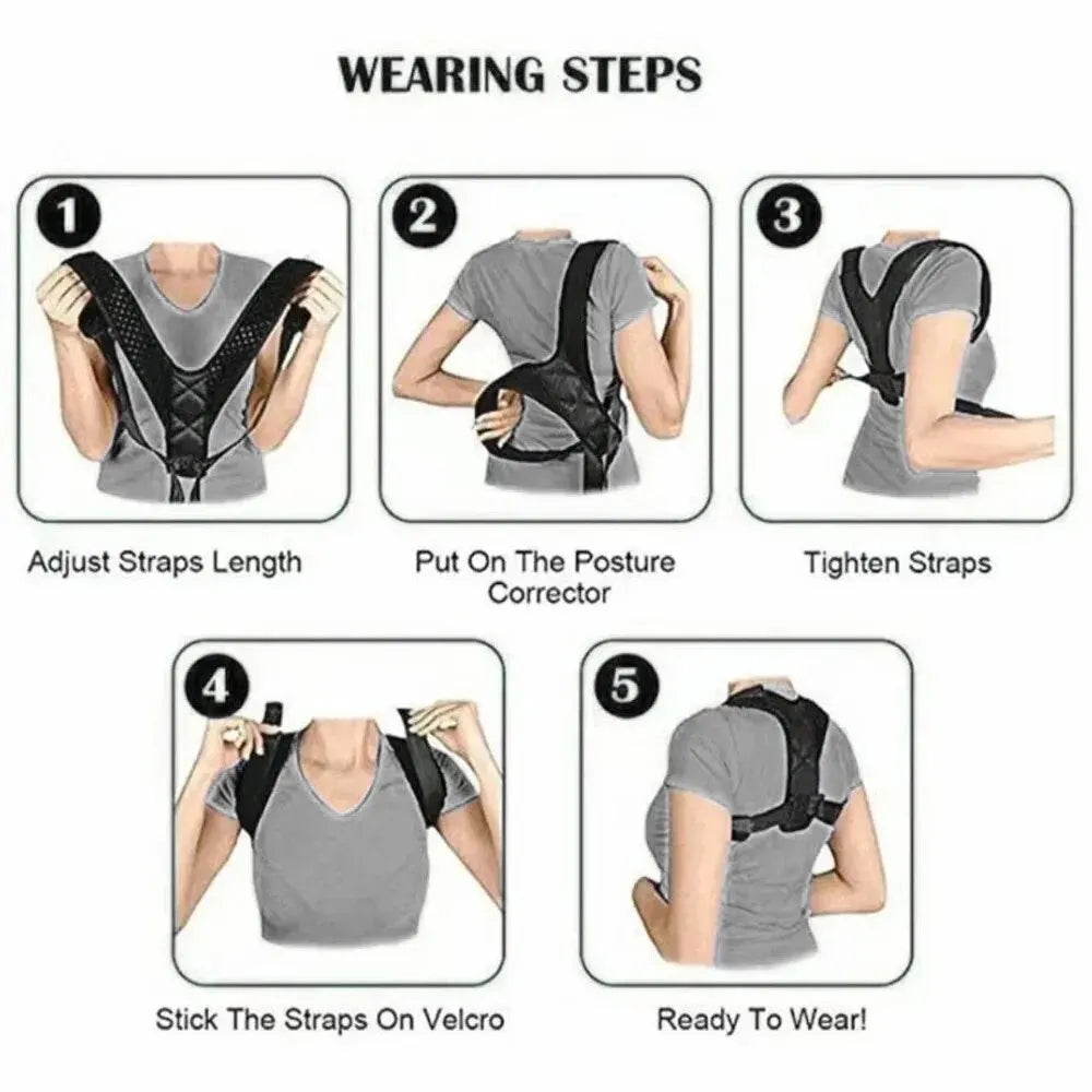 POSTURE CORRECTOR BELT FOR THE BACK, HUNCHBACK PREVENTION, POSTURE CORRECTION WHILE SITTING, UNISEX, BREATHABLE, BODY SHAPING