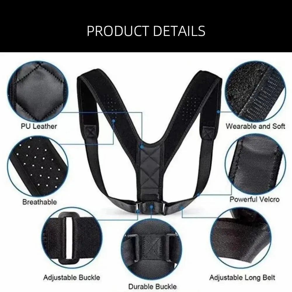 POSTURE CORRECTOR BELT FOR THE BACK, HUNCHBACK PREVENTION, POSTURE CORRECTION WHILE SITTING, UNISEX, BREATHABLE, BODY SHAPING